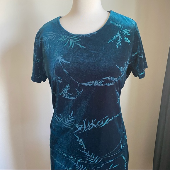 Vintage Kathie Lee Collection Green Velvet Dress Size Medium - Picture 4 of 13